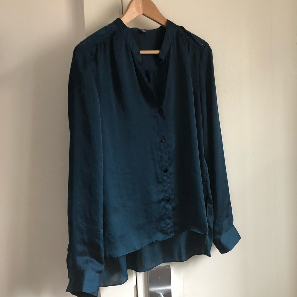 Kenneth Cole teal shirt, silky flowing blouse